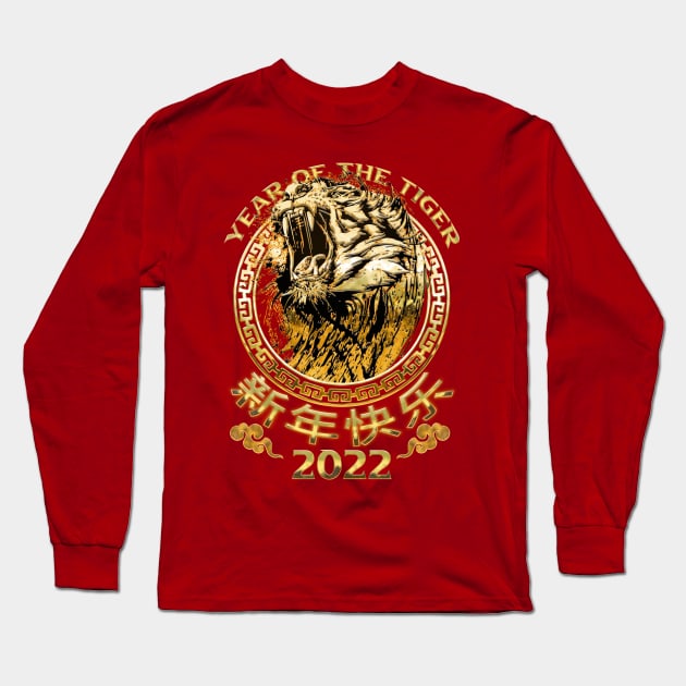 Chinese Zodiac Tiger 2022 Long Sleeve T-Shirt by Dener Queiroz